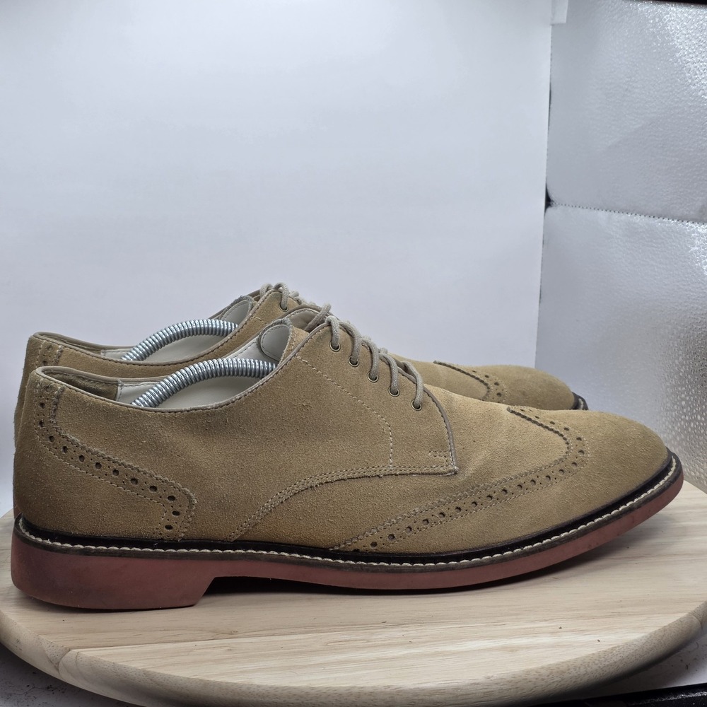 Men's Size 12 M - Cole Haan Beige Tan Wingtip Derby Franklin Shoes Oxford C11430 - Picture 3 of 9